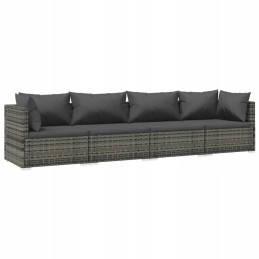 4-seater polyrattan lounge set - grey/anthracite