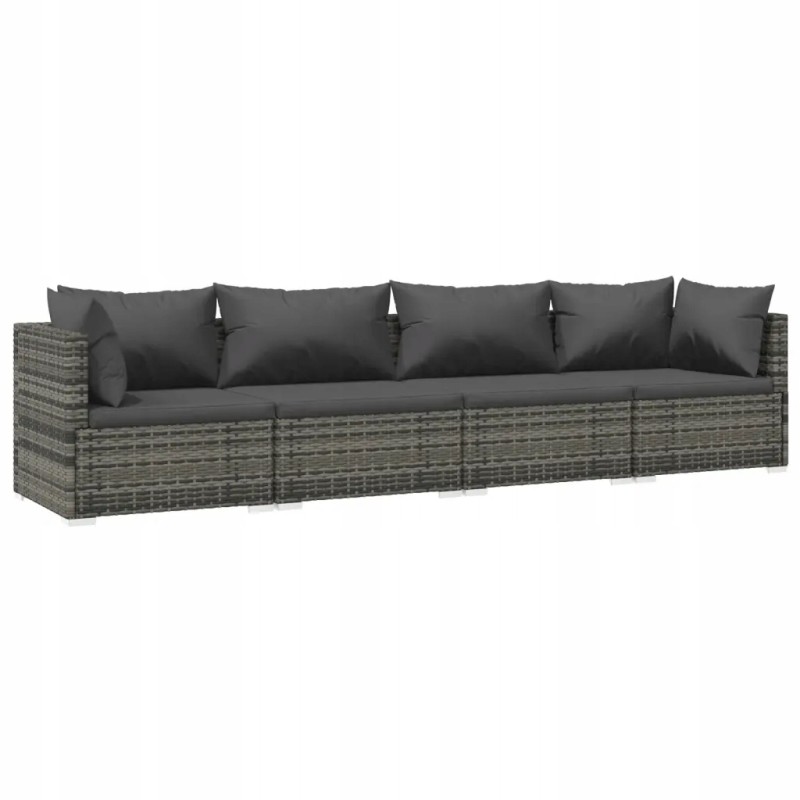 4-seater polyrattan lounge set - grey/anthracite