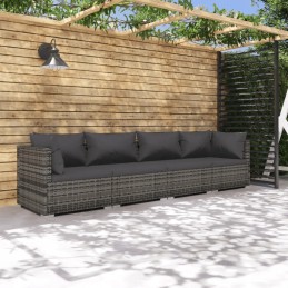 4-seater polyrattan lounge set - grey/anthracite