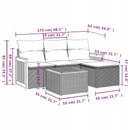 Rattan pe lounge set, black, 55x55x69, cream cushions