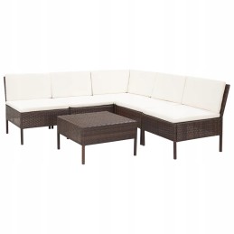 6-piece rattan garden lounge set, brown/cream, 60x60