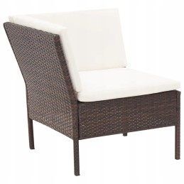 6-piece rattan garden lounge set, brown/cream, 60x60