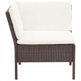 6-piece rattan garden lounge set, brown/cream, 60x60