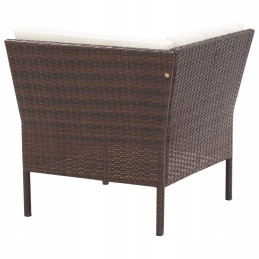 6-piece rattan garden lounge set, brown/cream, 60x60