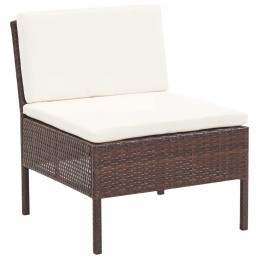 6-piece rattan garden lounge set, brown/cream, 60x60