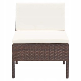 6-piece rattan garden lounge set, brown/cream, 60x60