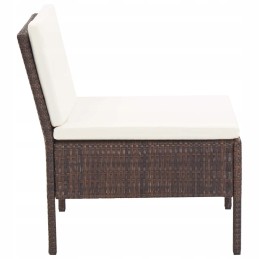6-piece rattan garden lounge set, brown/cream, 60x60