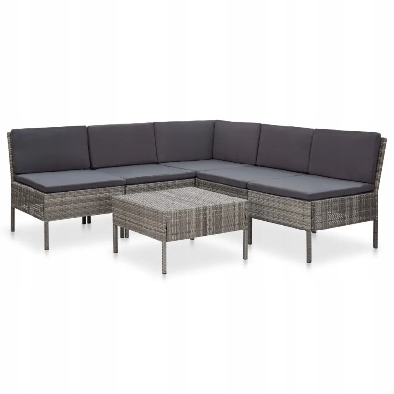 6-osaline rotangist lamamistoolikomplekt - hall/antratsiit, 60x60x35cm