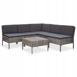 6-piece rattan lounge set - grey/anthracite, 60x60x35cm