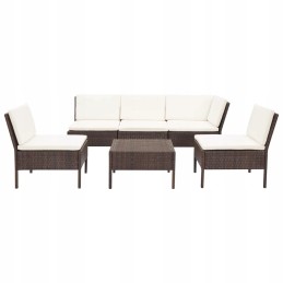 Brown PE rattan lounge set, 6 pieces