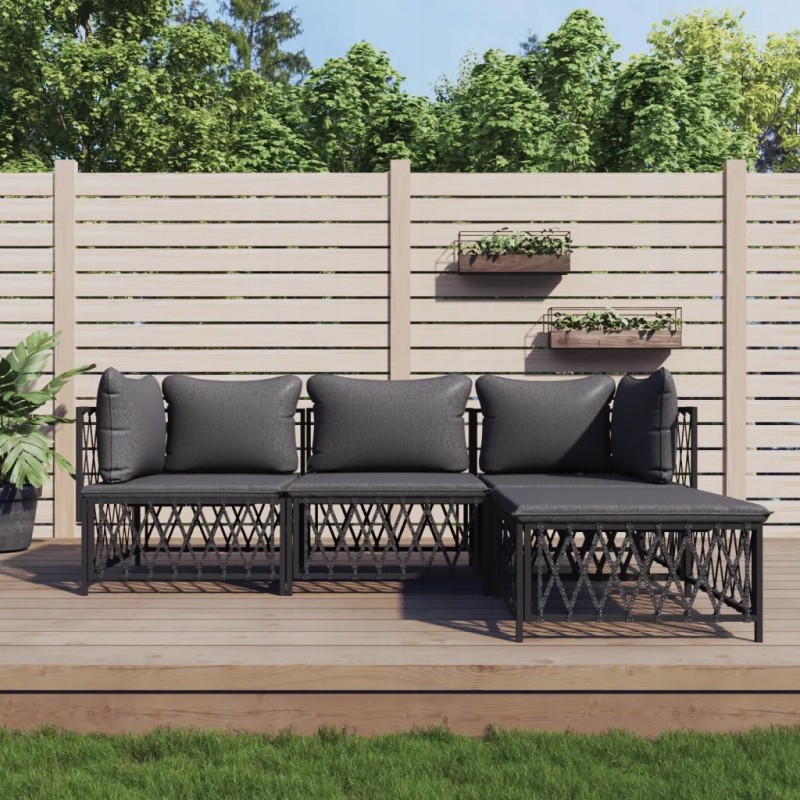 Vidaxl 4 Piece Garden Lounge Set with Cushions Anthracite 3186