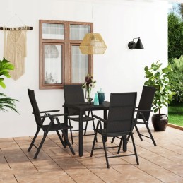 5 Piece Garden Furniture Set, Black