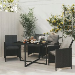 Vidaxl 5-daļ dārza mēbeļu komplekts ar spilveniem, polirotangpalma, melns, 3095