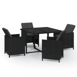 Vidaxl 5 Piece Garden Lounge Set with Cushions Poly Rattan Black 3095