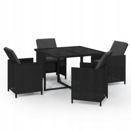 Vidaxl 5 Piece Garden Lounge Set with Cushions Poly Rattan Black 3095