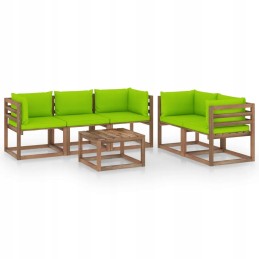 Vidaxl 6 Piece Garden Lounge Set Light Green Cushions