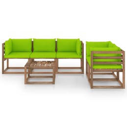 Vidaxl 6 Piece Garden Lounge Set Light Green Cushions