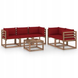 Vidaxl 6 Piece Garden Lounge Set with Wine Cushions
