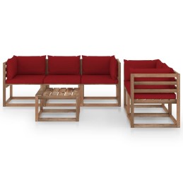 Vidaxl 6 Piece Garden Lounge Set with Wine Cushions