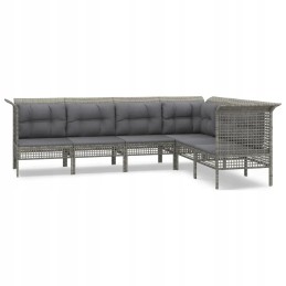 6-piece garden lounge set, cushions, grey, rattan pe