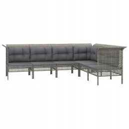 6-piece garden lounge set, cushions, grey, rattan pe
