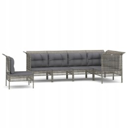 6-piece garden lounge set, cushions, grey, rattan pe