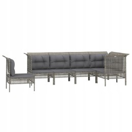 6-piece garden lounge set, cushions, grey, rattan pe