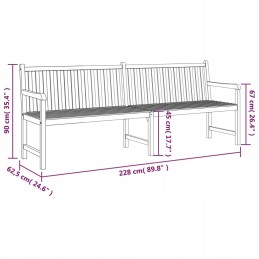 Medinis tikmedžio sodo suolas 228x62,5x90 cm, natūralios spalvos