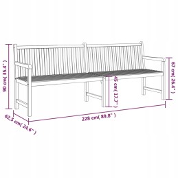 Wooden teak garden bench 228x62.5x90 cm, natural color