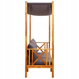 Vidaxl Garden Bench with Canopy and Footrests Solid Acacia Wood
