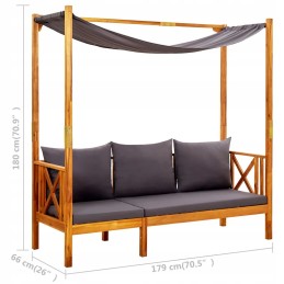 Vidaxl Garden Bench with Canopy and Footrests Solid Acacia Wood