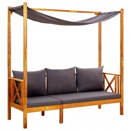 Vidaxl Garden Bench with Canopy and Footrests Solid Acacia Wood