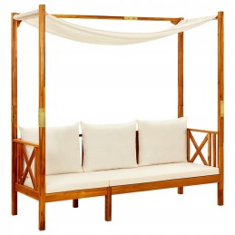 Vidaxl Garden Bench with Canopy and Footrests Solid Acacia Wood