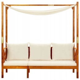 Vidaxl Garden Bench with Canopy and Footrests Solid Acacia Wood