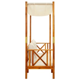 Vidaxl Garden Bench with Canopy and Footrests Solid Acacia Wood