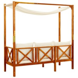 Vidaxl Garden Bench with Canopy and Footrests Solid Acacia Wood