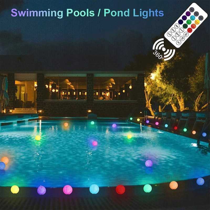 Vandeniui atsparūs plūduriuojantys baseino žibintai 2 vnt