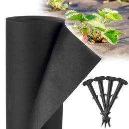 Agrotekstilė stora agrotekstilė 50g nuo piktžolių 1,1x50m + smeigtukų rinkinys