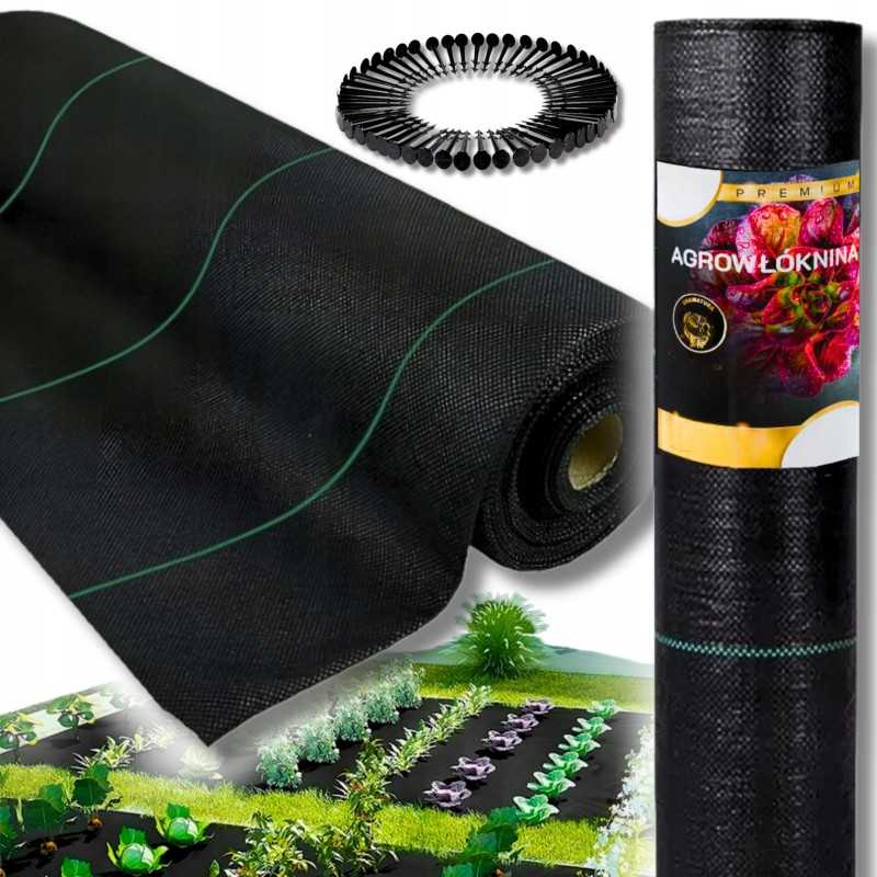 Agrotekstilė nuo piktžolių kilimėlis agrotekstilė juoda 1,1x50m 70g + inkarai