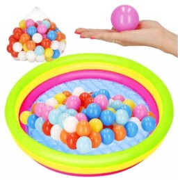 Apvalus vandens pripučiamas baseinas 2-3 metų vaikams su kamuoliukais, 100 vnt.
