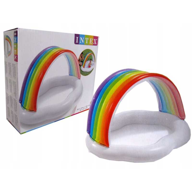 Baseinas su debesų stogu, vaivorykštinis pripučiamas irklavimo baseinas