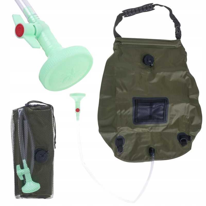 Lauko saulės turistinis dušas 20l xxl, praktiškas su termometru