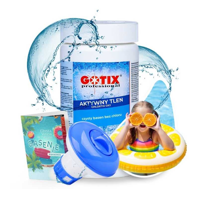 Švarus baseinas be chloro aktyvaus deguonies chlortix oxy baseino 1kg dozatorius