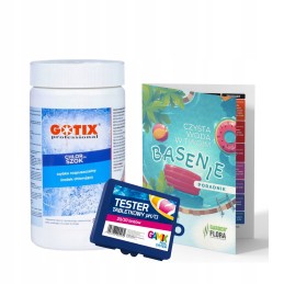 Chloro šokas baseinui, granulės, baseino chemikalai, 1kg chlortix ph testeris