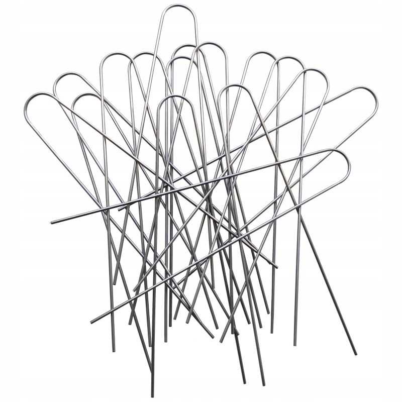 Metaliniai smeigtukai įvairių tipų agrotekstilei, agrotekstilei ir geotekstilei tvirtinti prie žemės, taip pat smeigtukai kurmių