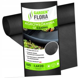 Juoda agrotekstilė 1,6m x 20mb 100g/m2 uv