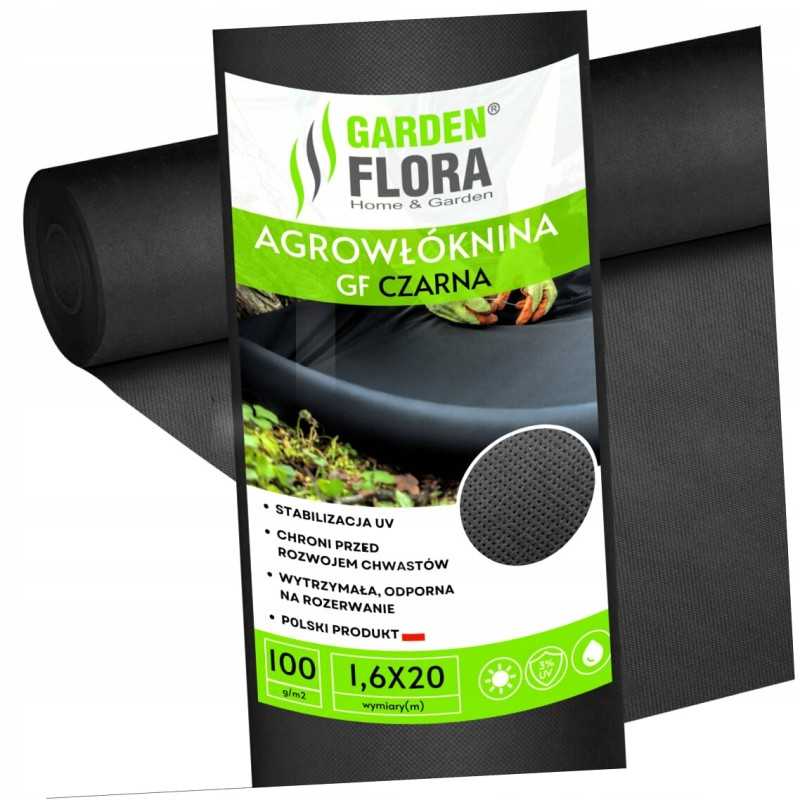 Juoda agrotekstilė 1,6m x 20mb 100g/m2 uv