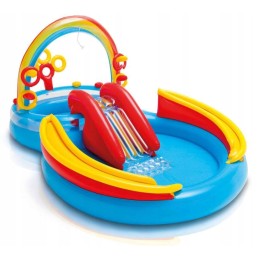 Žaidimų aikštelė vaivorykštės čiuožyklos fontanas intex 57453