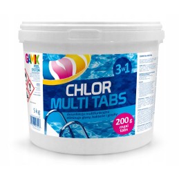 Chloro multi tabs 3in1 tabletės, chemikalai baseinams, 5kg, gamix, 200g