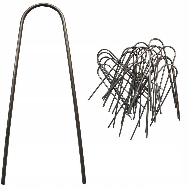 Metaliniai smeigtukai įvairių tipų agrotekstilei, agrotekstilei ir geotekstilei tvirtinti prie žemės, taip pat smeigtukai kurmių